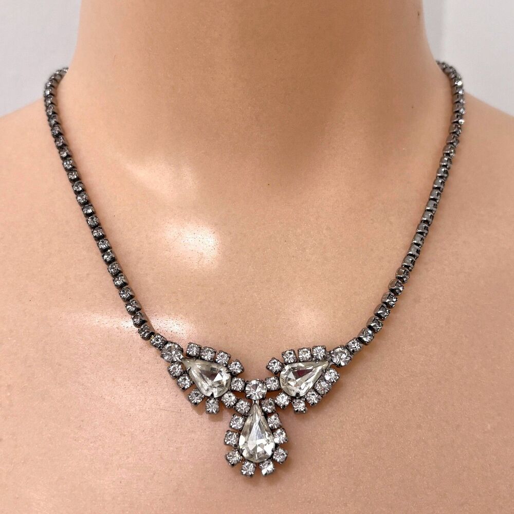 Vintage Rhinestone Old Money Quite Luxury Choker Necklace Wedding Bridal Bling
